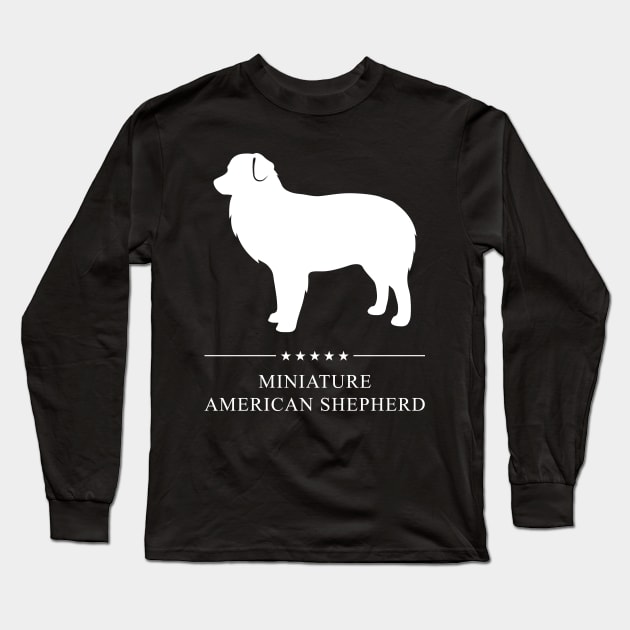 Miniature American Shepherd Dog White Silhouette Long Sleeve T-Shirt by millersye